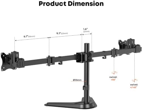 Dual Monitor Stand fits 17-40 inch, Free Standing Heavy Duty Monitor Mount