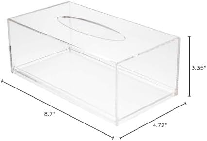 Restaurantware-Clear Tek 8.7 x 4.7 x 3.4 Inch Rectangle Tissue Box, 1 Lightweight Tissue Box Dispenser - Refillable, Premium, Clear Acrylic Holder, For Bathroom, Desktop, Vanity, Dresser