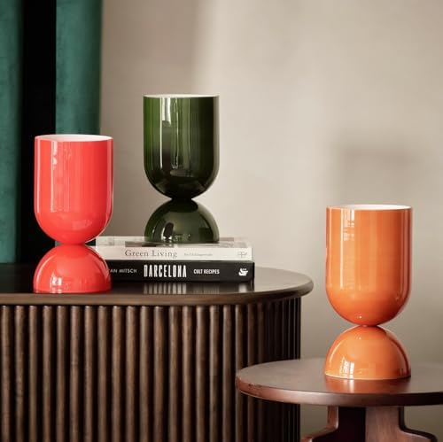 8.9" Dimmable Modern Glass Table Lamp with Dome Base, Glossy Orange