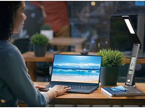 OttLite Prevention LED Lamp with Digital Display and USB Charging, Black