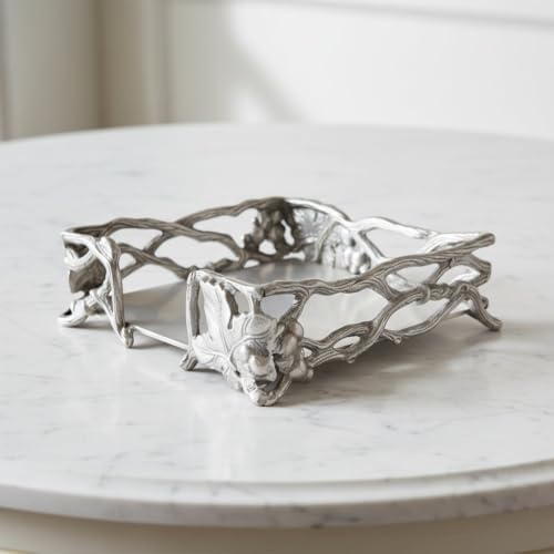 Arthur Court Grape Open Vine Napkin Holder - Durable Aluminum for Kitchen Countertops, Dining, and Outdoor Use - 7.25 inch Square