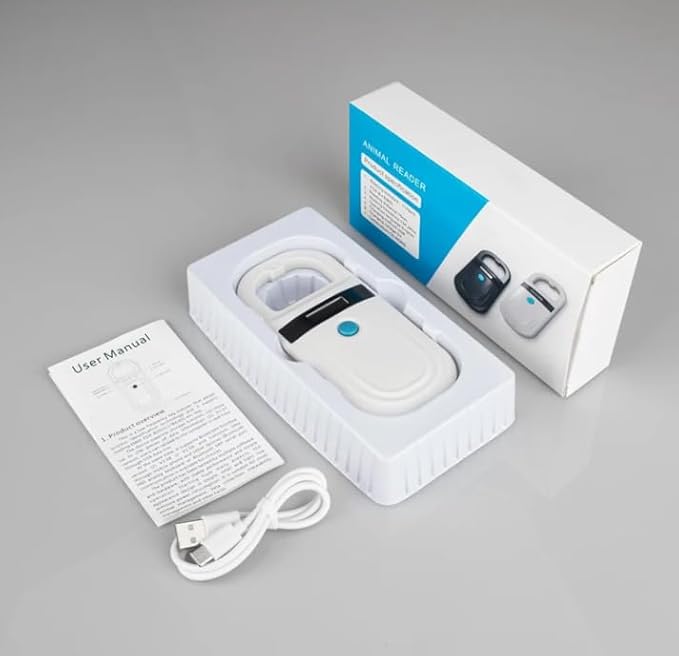 Pet Microchip Scanner ISO11784/85/FDX-B/EMID Animal Handheld Reader,134.2kHz Pet ID Scanner Rechargeable Animal Chip Registration, for Dog/Cat/Pig/Animal (BT Black)