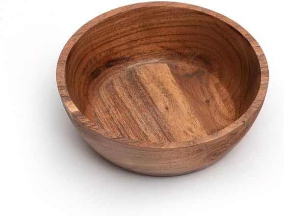 Acacia Wood Bowl Set of 2, 6-Inch Medium Serving Bowls, 400 Cubic cm Volume