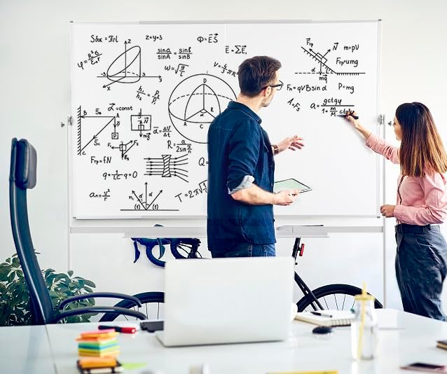 96x48 Magnetic Mobile Whiteboard on Wheel, Large Double Sided Rolling Board
