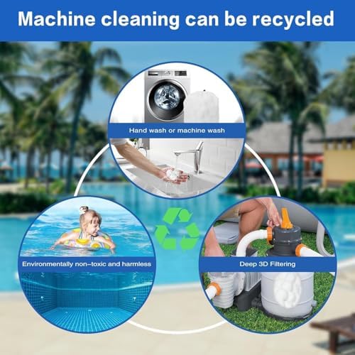 3.1 Lbs Pool Filter Balls, Eco-Friendly Filter Balls for Swimming Pool Sand Filters, Lightweight and Reusable Fiber Ball, Replace 100 lbs Pool Filter Sand