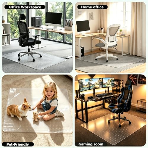Office Chair Mat for Carpet, Clear Heavy Duty Floor Protector Under Desk