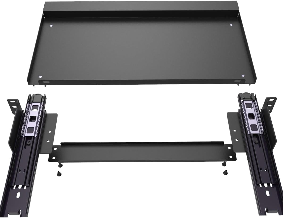 1U Keyboard Tray 8" Deep, Universal 19" Rack Mount Sliding
