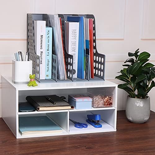 EMERIT Printer Stand for Desk - 2 Tier Desktop Printer Stand with Paper Storage, Printer Riser Organizer for Home Office, Holds up to 30 lbs, White