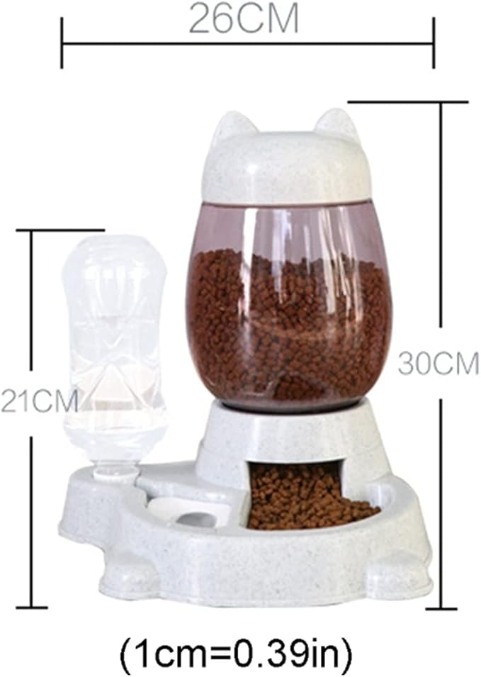 Automatic Cat & Dog Feeder Set, Self-Dispensing Food & Water Dispenser, Large Capacity (Pink)