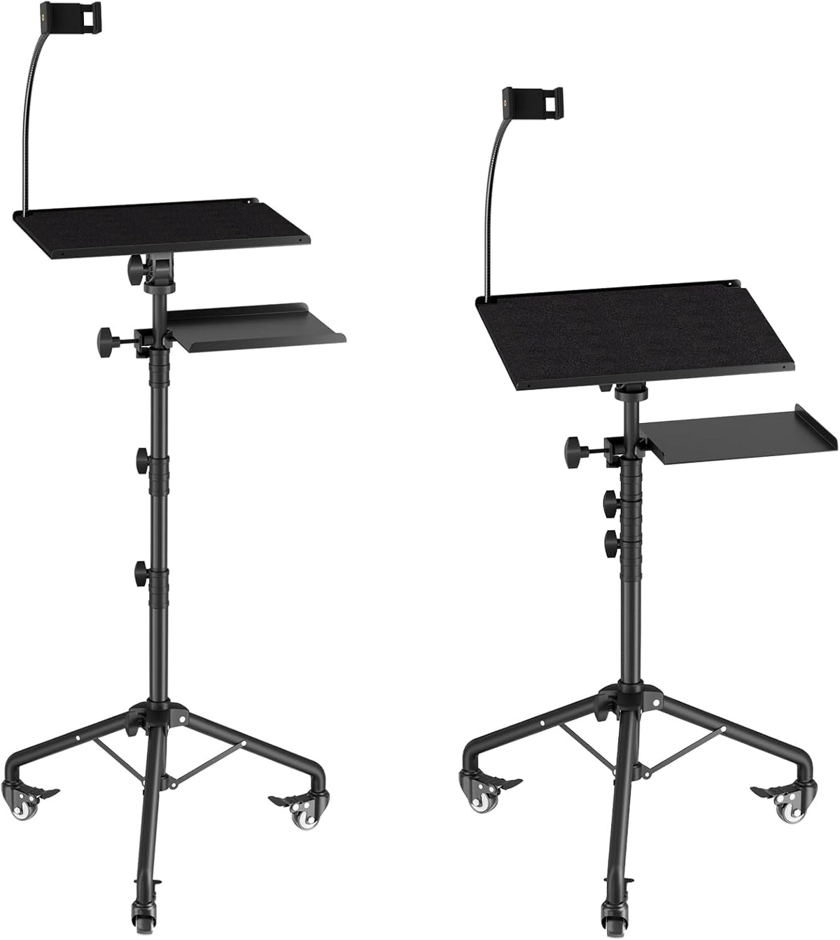Projector Stand Tripod Laptop Tripod on Wheels with 2 Shelves