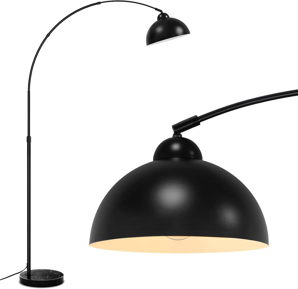 Arc Floor Lamp, Black Industrial Adjustable Over the Couch Stand Up Light