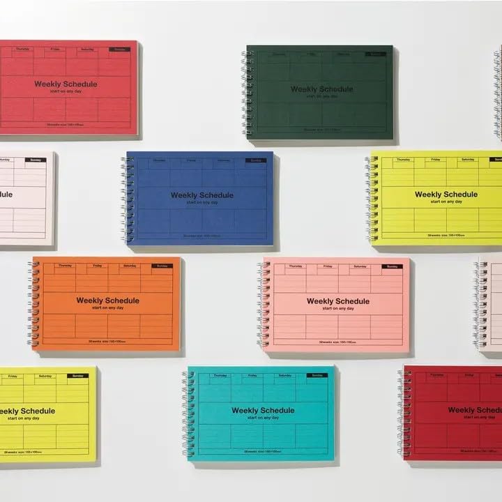 MARK'STYLE Undated Weekly Planner A6, 2-Pack – 58-Week Horizontal Pocket Size Scheduler with Monthly Overview & To-Do List for Desk, Office, or Study Use (Orange)
