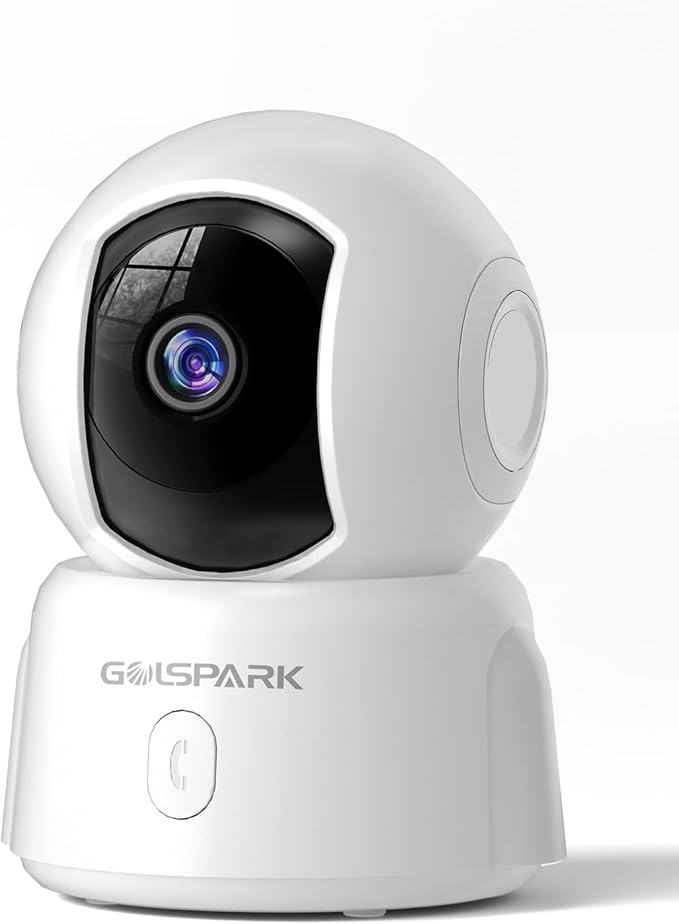 GOLSPARK Indoor Security Camera 2K, Pet Camera for Home Security, Dog Cam Pan/Tilt, Motion Tracking, 2-Way Audio, Night Vision Baby Monitor, Siren Alert, 24/7 Cloud &SD Card Storage, 2.4GHz