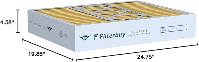 Filterbuy 20x25x5 Air Filter MERV 11 Superior Pet & Allergy Defense, Pleated