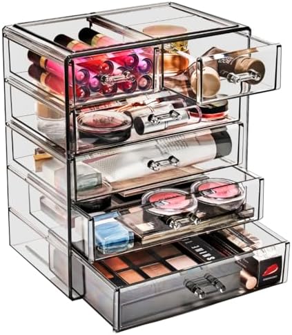 Sorbus 6-Drawer Makeup Organizer with Small & Wide Drawers (Black Jewel)