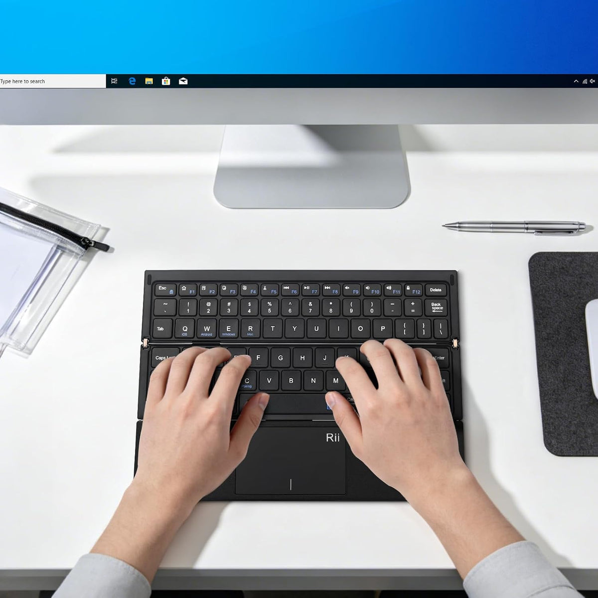 Rii Tri-Foldable Bluetooth Keyboard with Touchpad,Rechargeable RK811