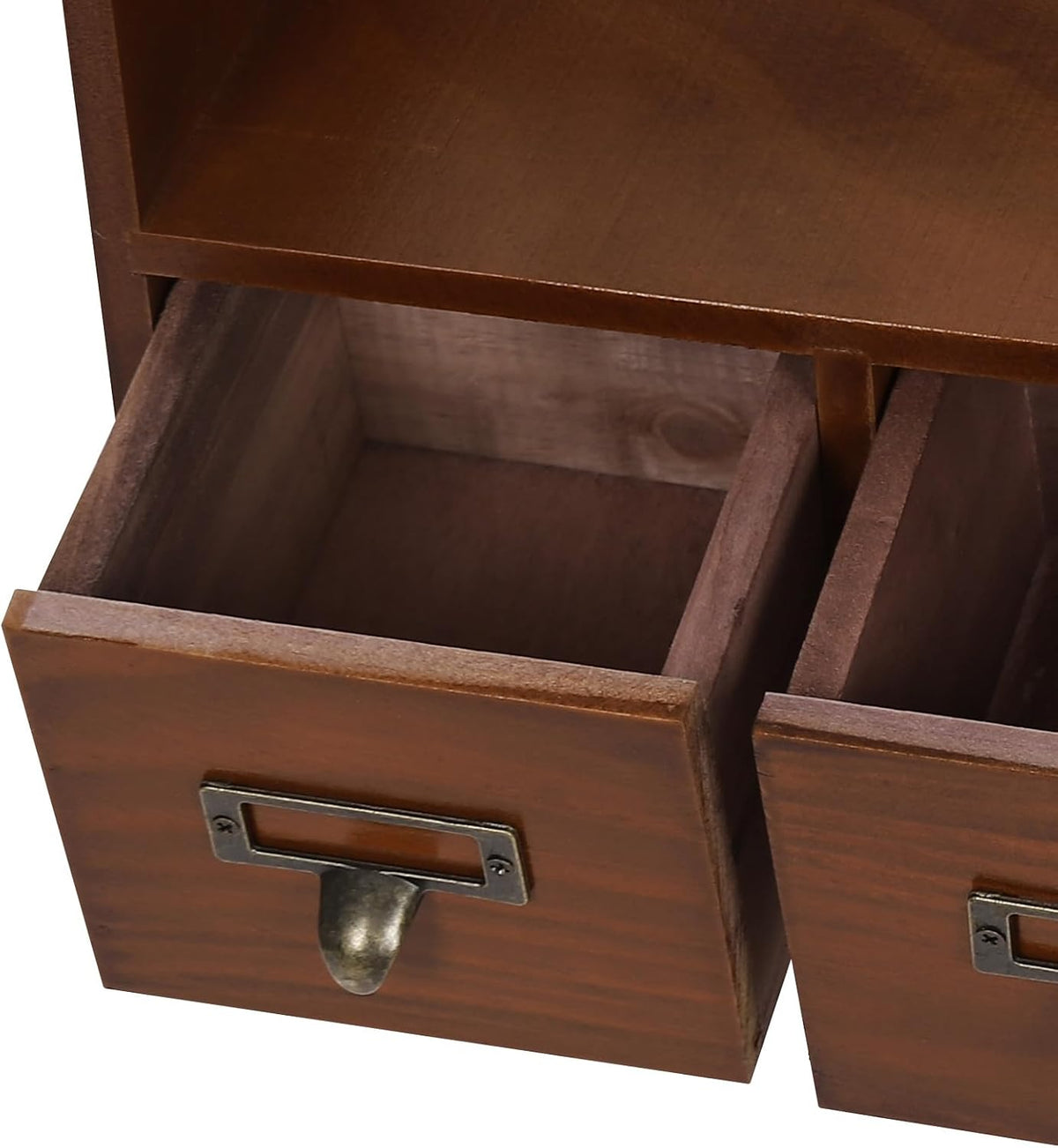 Desk Organizer with 3 Drawers, Wooden Apothecary Cabinet Desktop Storage Shelf File Holder with Label Boxes, Makeup Organizer Filing Case for Office Bedroom Home, L15.2*W5.7*H7.3in