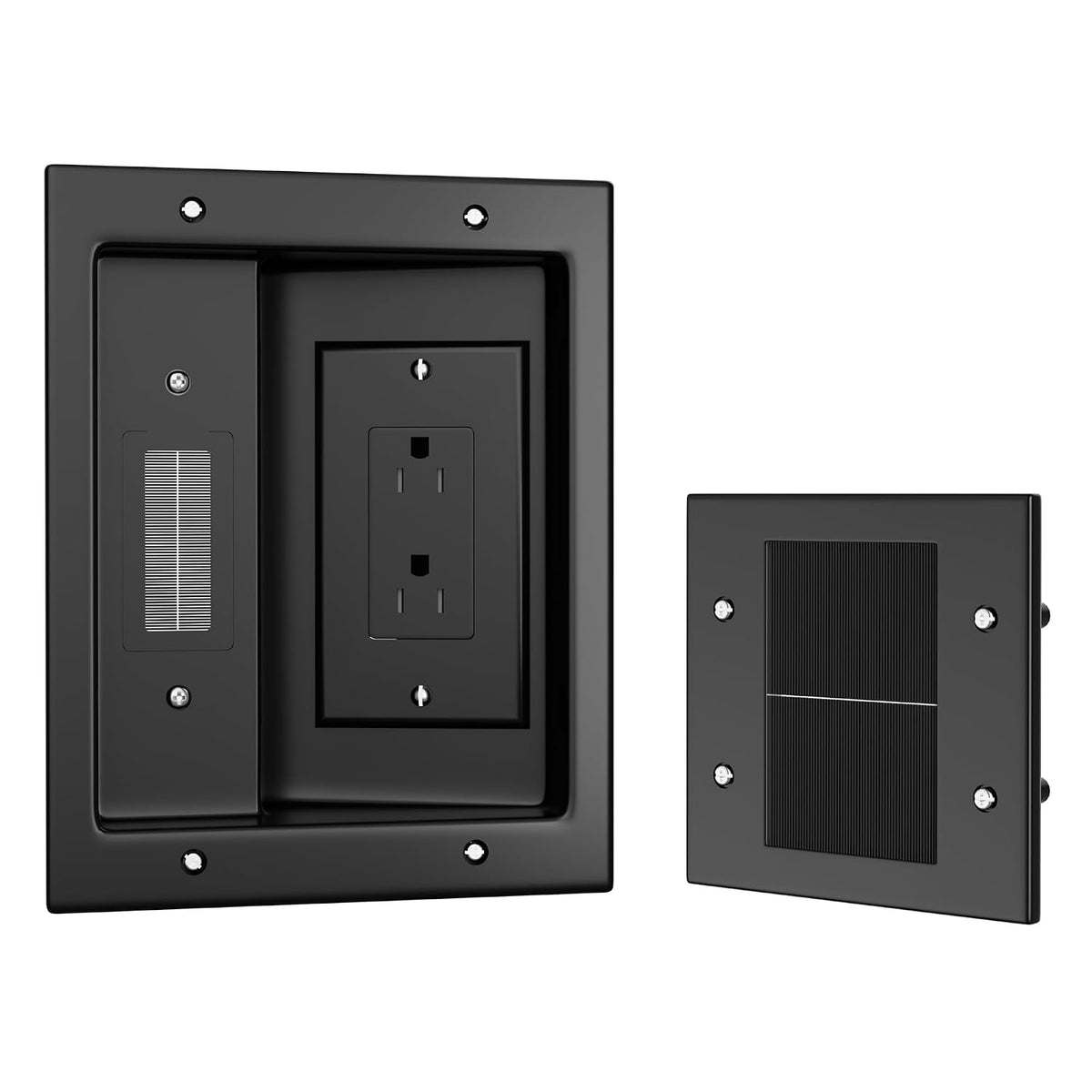 FORGING MOUNT in-Wall Cable Management Kit with Recessed Power Outlet Box,Cord Hider for Wall Mounted TV,Brush Plate,9.3ft Cord,–Easy,Safe Management for Organized TV and Home Theater Setups-Black