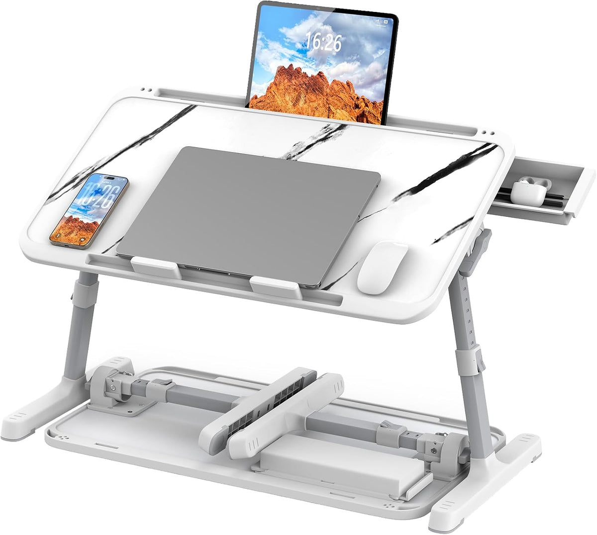 HETTHI Bed Laptop Table Adjustable Foldable Laptop Stand 22.04×12in Marble