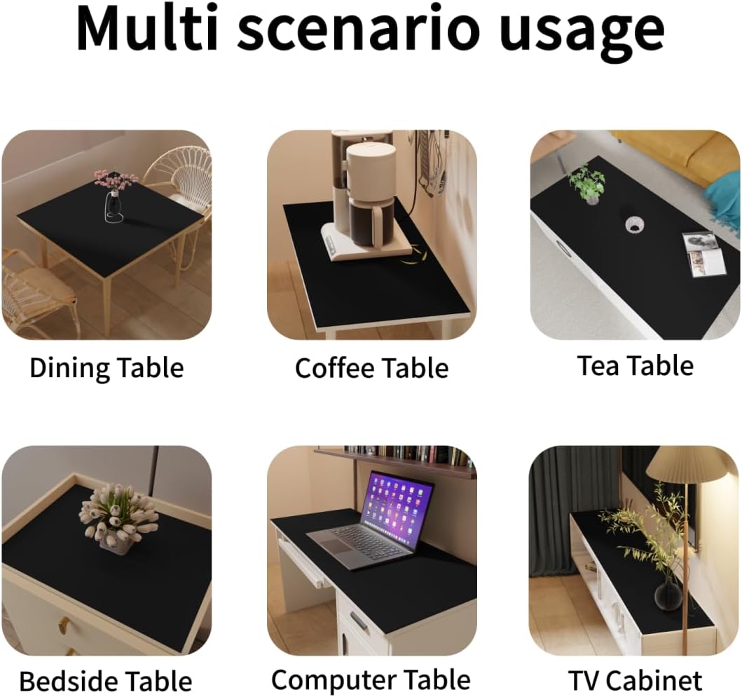 Table Mat - 24x36 Inch Waterproof Anti Overflow Can Cover Up Defects Protect the Surface of Furniture from Scratches Can Be Used for Office Coffee Table Dorm(Black+Gray 24x36)