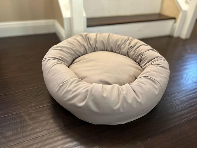 Organic Cotton Canvas Dog Bed: Removable Cover, Natural Fill - Made in USA (Gray, X Large 42" x 8" inches)