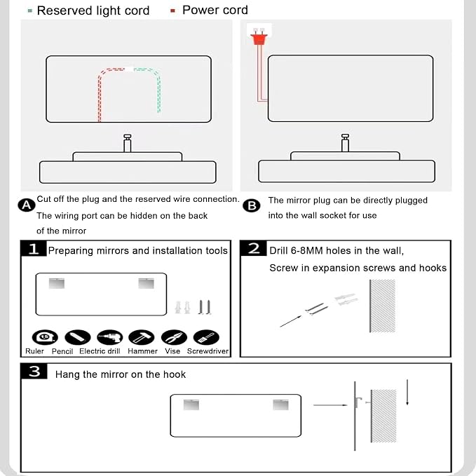 Illuminated LED Bathroom Mirror,Smart Lighted Bathroom Mirror