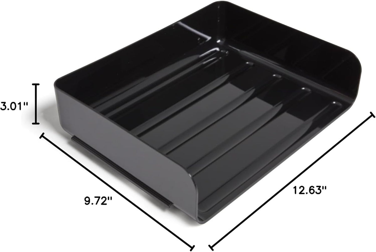 TRU RED Side-Load Stackable Plastic Letter Tray, Black, 6-Pack