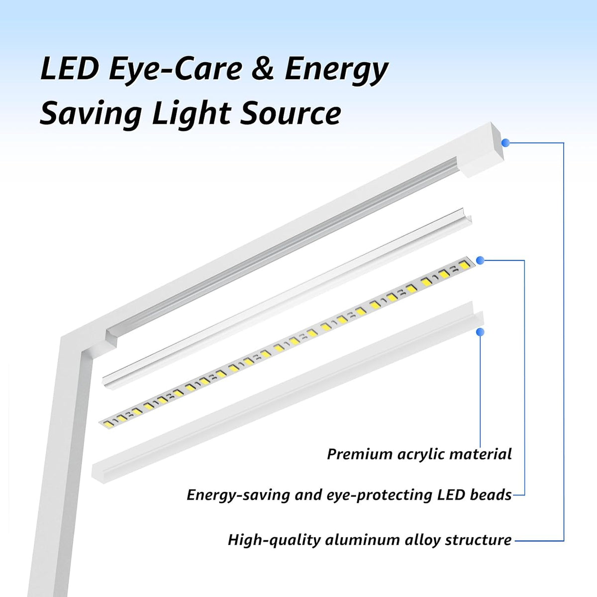 Aluminum LED Desk Lamp with Charging Station, 15W Table Lamp Work