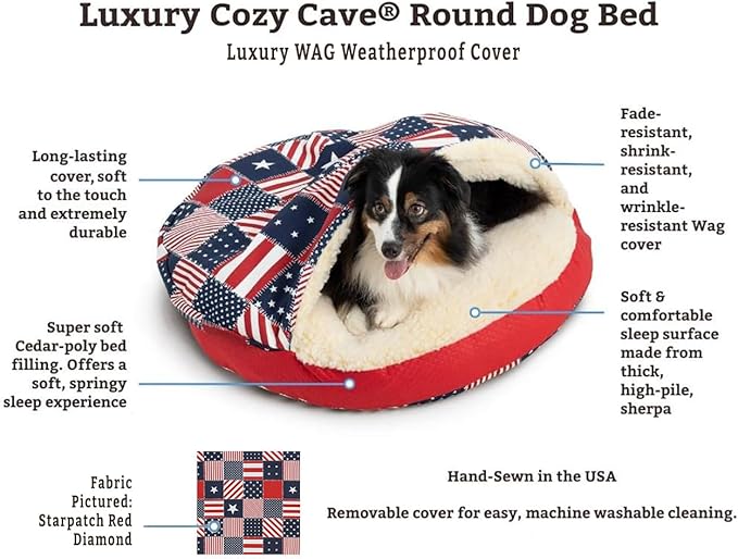Snoozer Luxury Cozy Cave Pet Bed, Wag Collection, Small - Ramey Gray