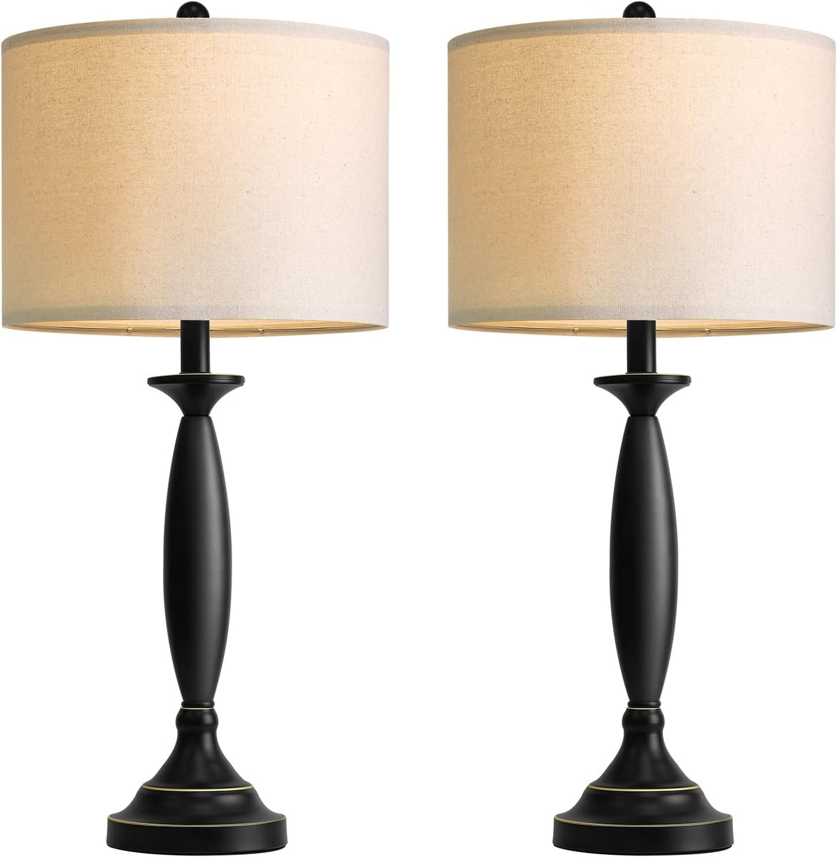 Oneach 28" Modern Table Lamps Set of 2 for Living Room Bedroom, USB Ports