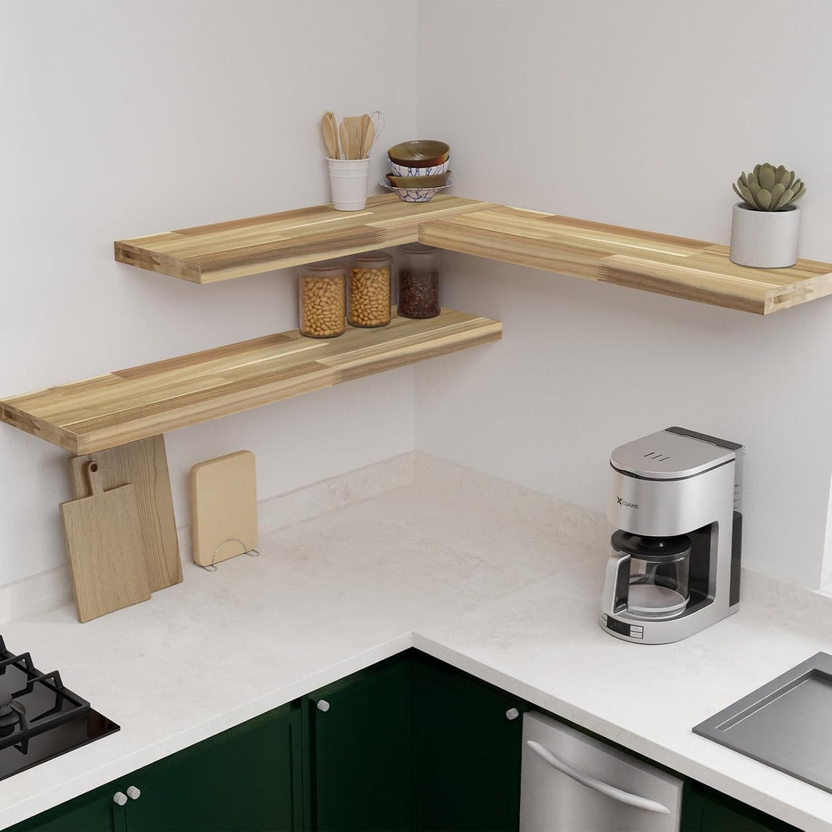 Howizz Acacia Butcher Block Shelf 12" x 4ft x 1.5" Inches, Unfinished Solid Wood Countertop Shelf Board, Wooden Plank Board