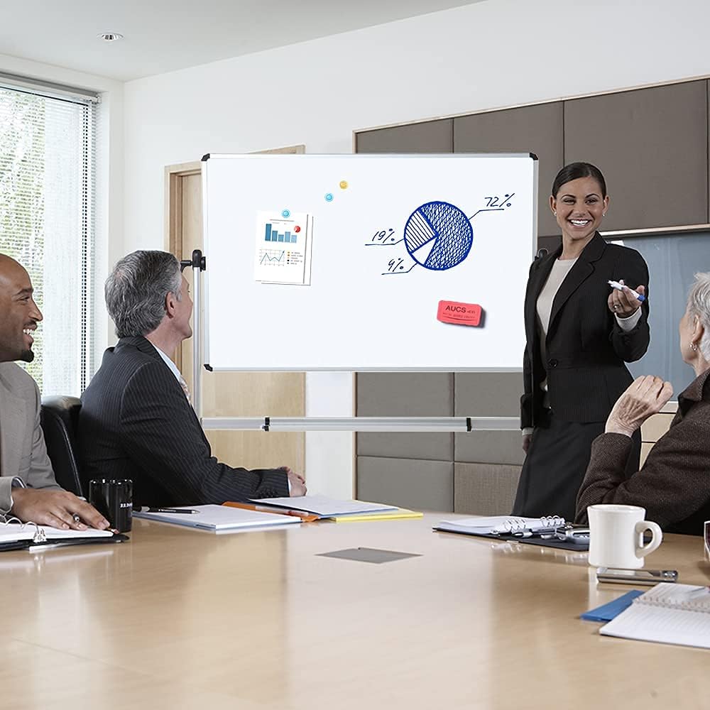VIZ-PRO Double-Sided Magnetic Mobile Whiteboard, 96" x 48"