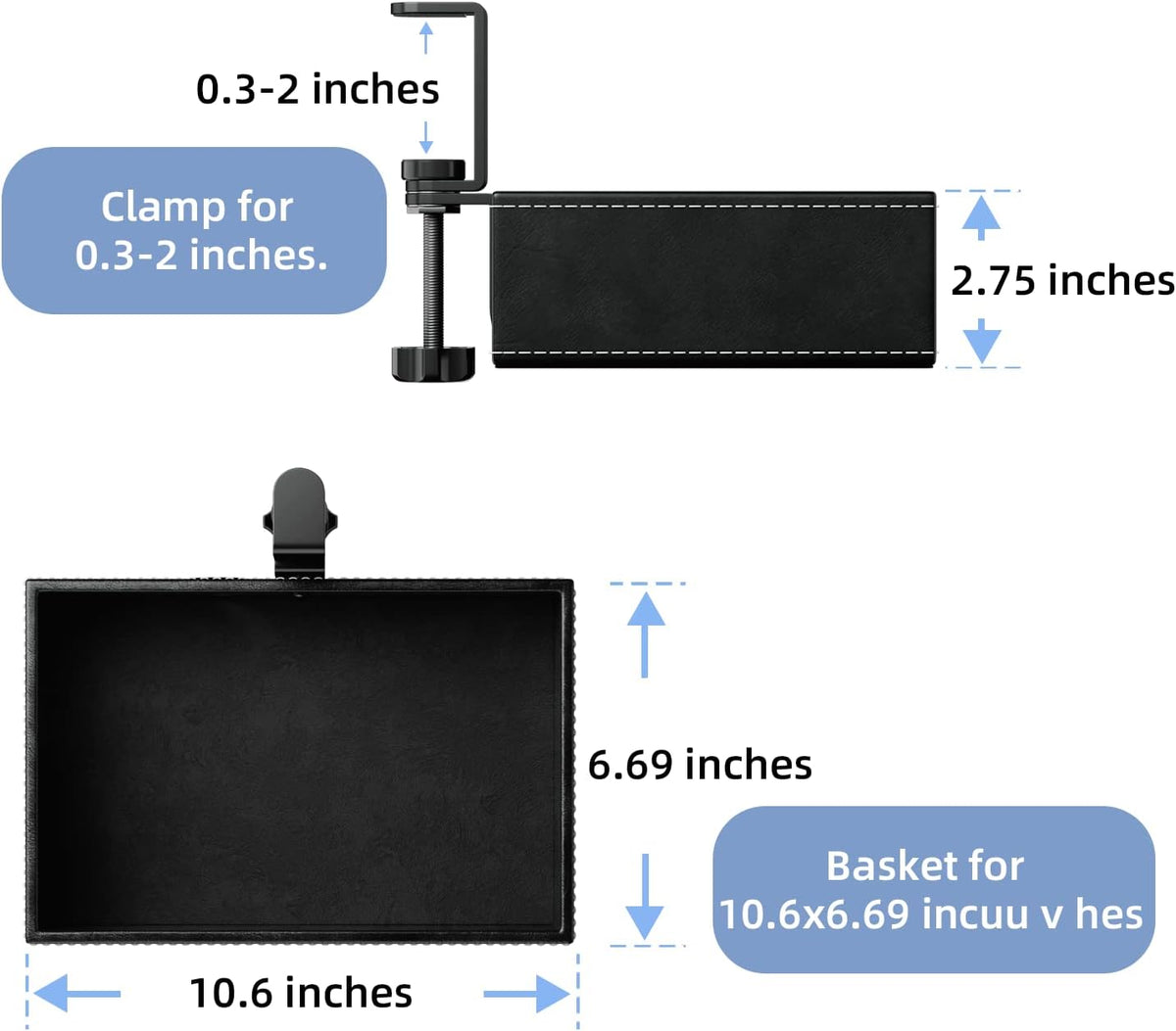 Under Desk Drawer, Clamp on Desk Organizer Hanging Desk Storage PU Leather
