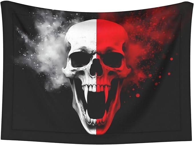 Waterproof Dog Blanket Soft Pet Blanket for Puppy Cat, Fleece Cat Throw Blankets for Furniture Bed Couch Sofa Reversible - Red and White Screaming Demon Skull