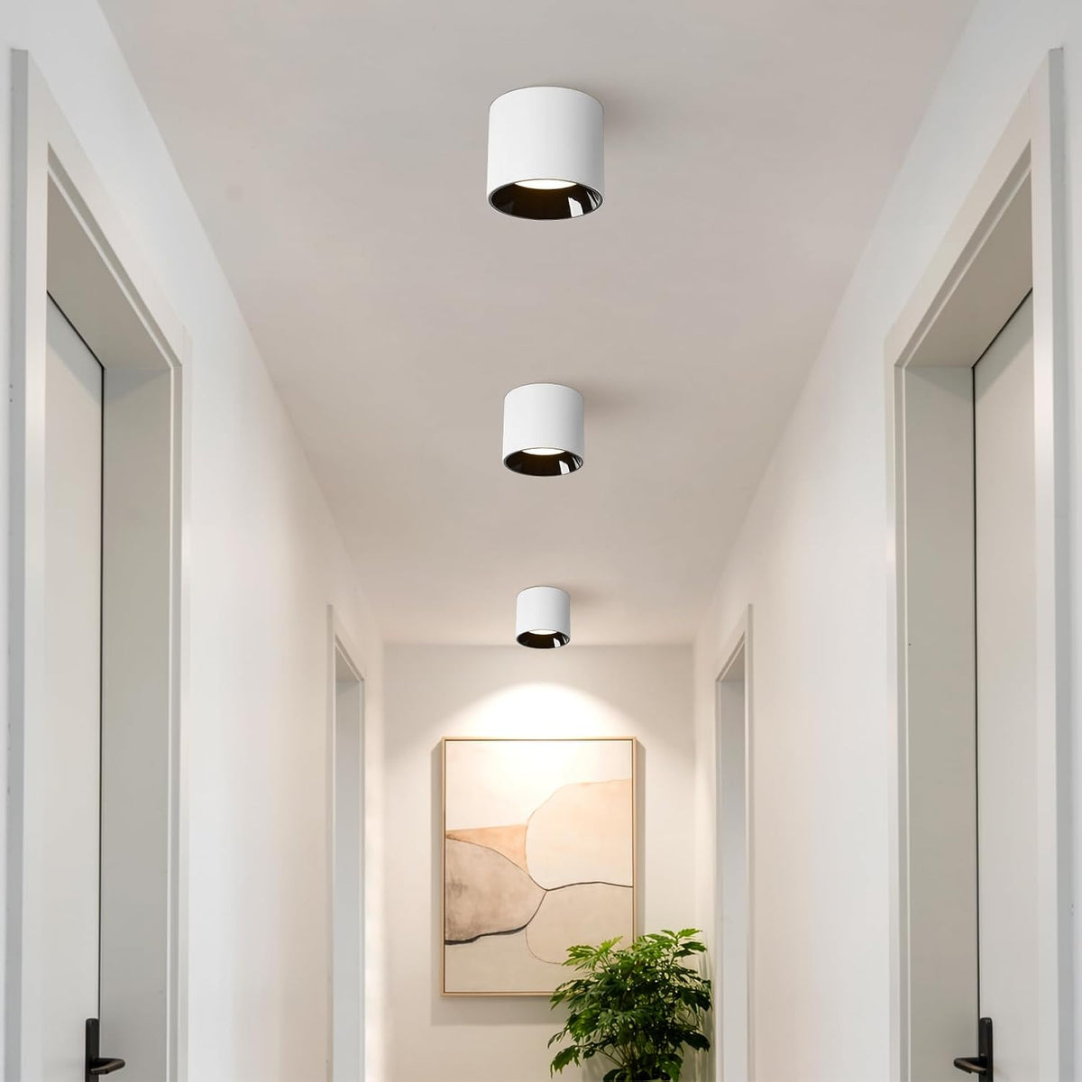 Flush Mount Ceiling Light Fixture, 3 Pack LED White Cylinder Lights