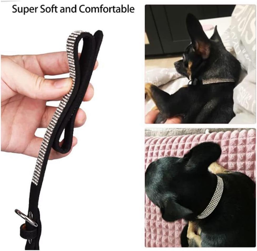 Rhinestone Dog Collar for Small Dogs, Bling Diamond Fancy Crystal Glitter Pretty Jewel Pet Puppy Collars for XXS XS Small Medium Large Breed Girl Dogs Female Cats Kitten, Black L