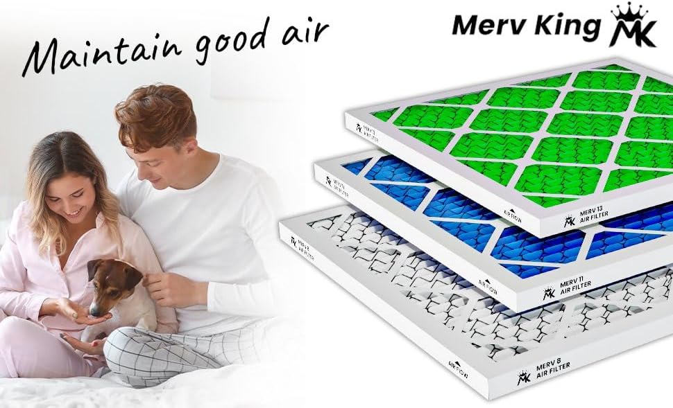 MervKing 20x25x2 Air Filter Actual Size: 19.7" x 24.7" x 1.75" MERV 13 MPR 1500-1900 | MADE IN USA | 4-Pack | Pleated HVAC AC Furnace Replacement