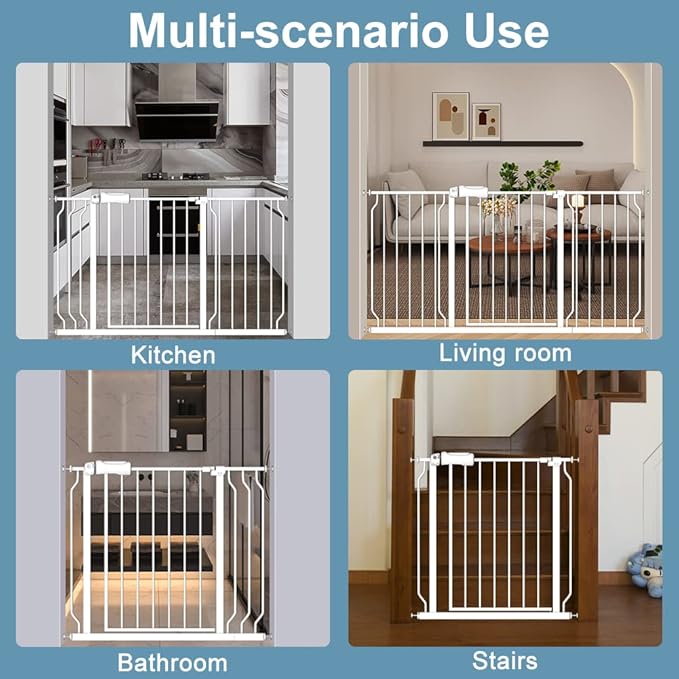 Extra Wide Baby Gate 4.72in Extensions Walk Through Baby Gate Pressure Mount Auto Close Child Safety Gates (White, Extension-4.72"/12cm)