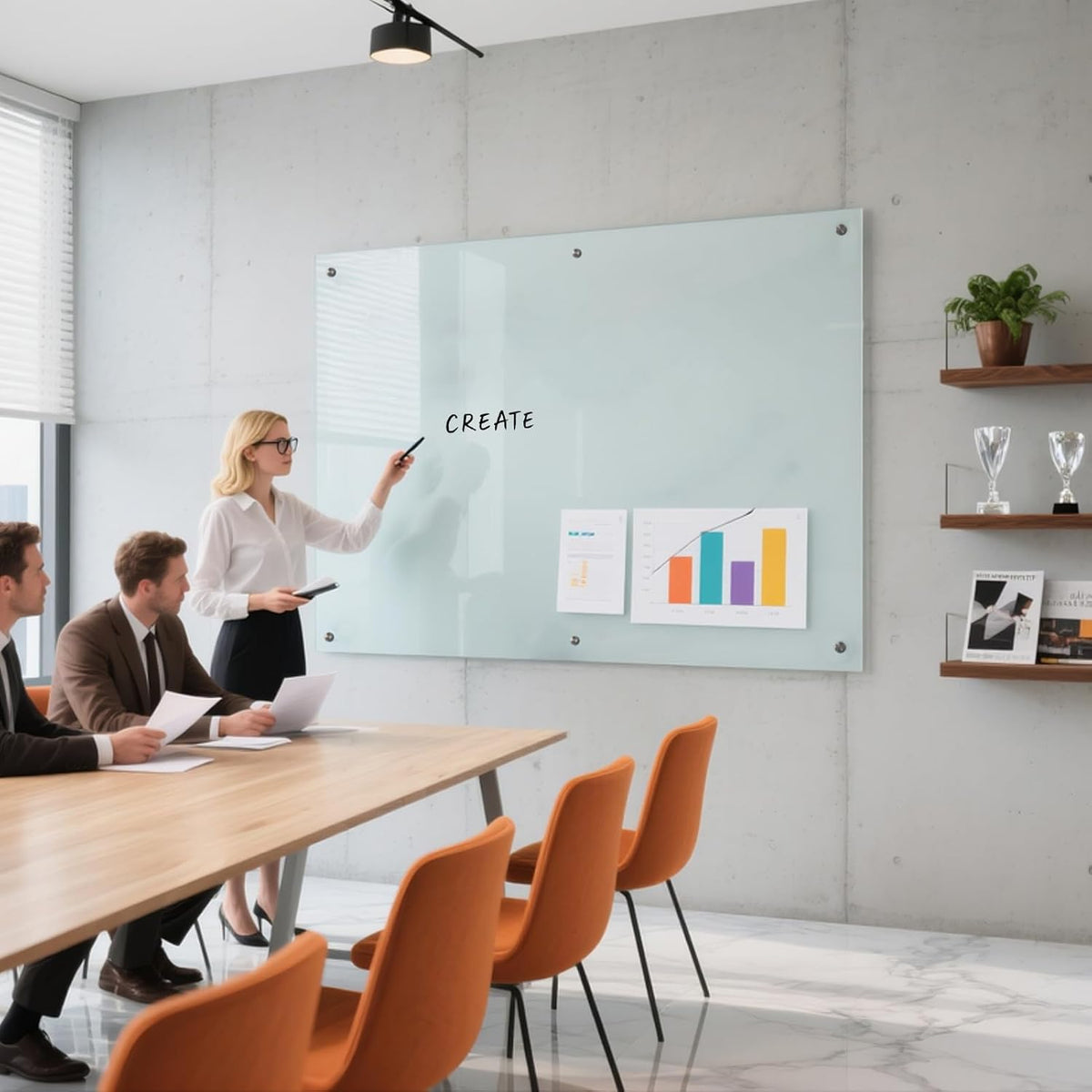 Magnetic Glass Dry Erase White Board, 72" W x 48" H Whiteboard with Accessories, Large Frameless Wall Mounted for Office, Home, School