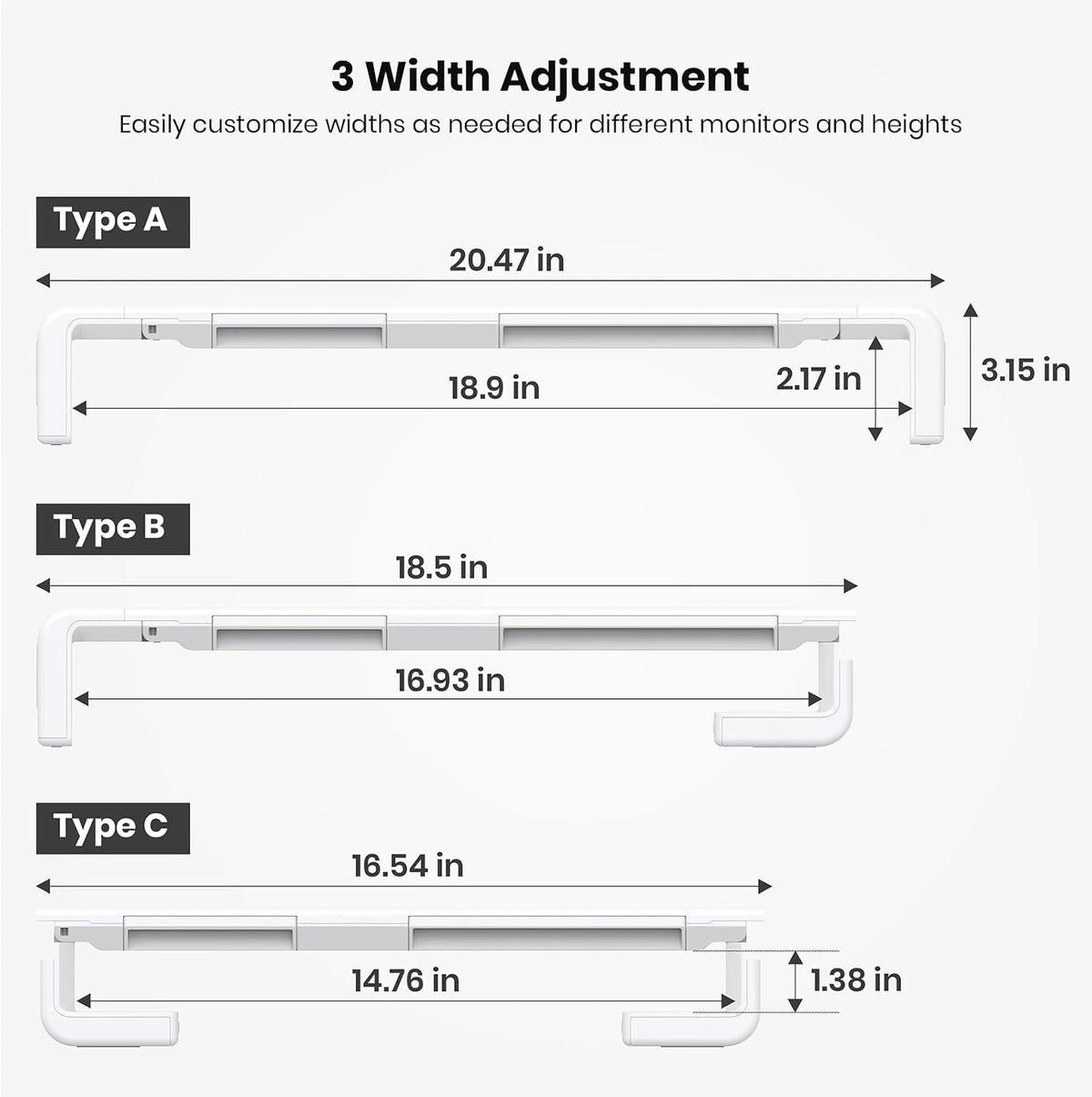 Monitor Stand Riser, Klearlook Foldable Computer Monitor Riser, Height Adjustable Computer Stand, Desk Shelf Riser with Storage Drawer & Tablet Phone Stand for Computer, Desktop, Laptop (White 2 Pack)