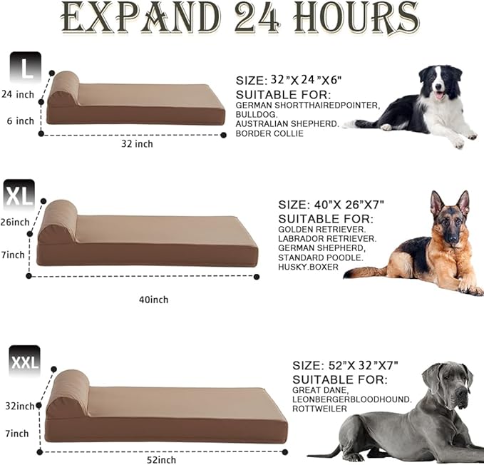 Dog Beds Orthopedic Faux Leather Medium Dog Bed Waterproof Bolster 32 * 24 in