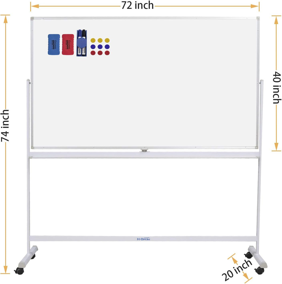 H-Qprobd Mobile Whiteboard 72"x40" Magnetic Dry Erase Board with Stand Double-Sided Rolling Whiteboard for Office, Home & School