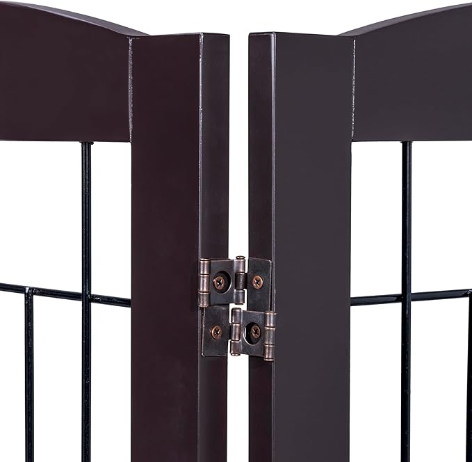Spirich Freestanding Wire Pet Gate for Dogs, 30 inches Tall Dog Gate for The Houes, Doorway, Stairs, Pet Puppy Safety Fence,Set of Support Feet Included (Espresso, 4 Panels) ASIN: B07T8Z8NKL