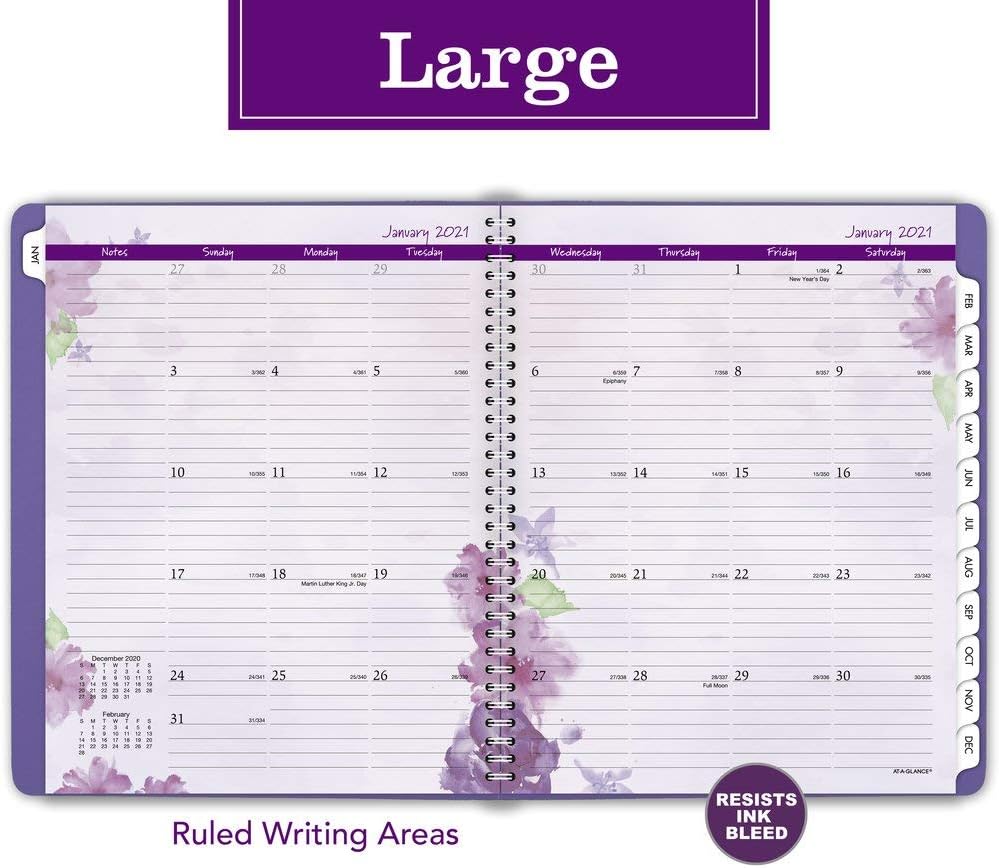 2021 Weekly & Monthly Appointment Book & Planner by AT-A-GLANCE, 8-1/2" x 11", Large, Beautiful Day, Lavender (938P-905-21)