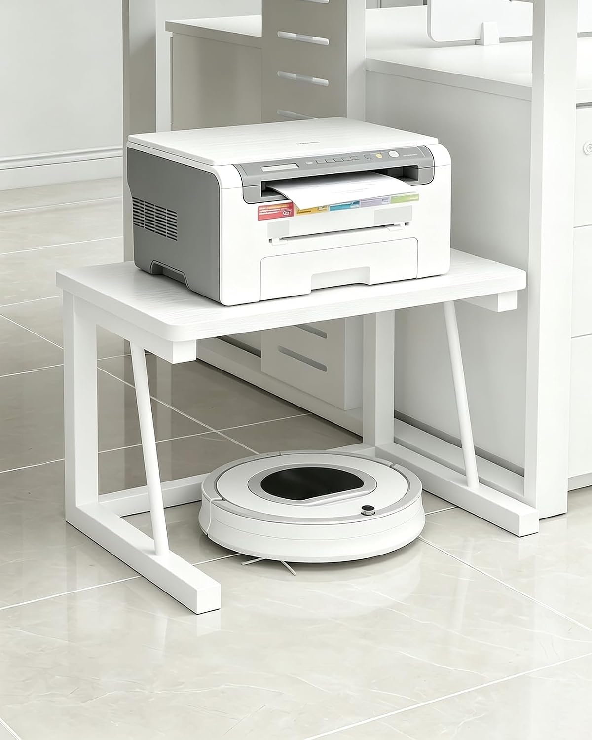 2-Tier Desktop Printer Stand, 22.5 x 14.8 x 15 in, White