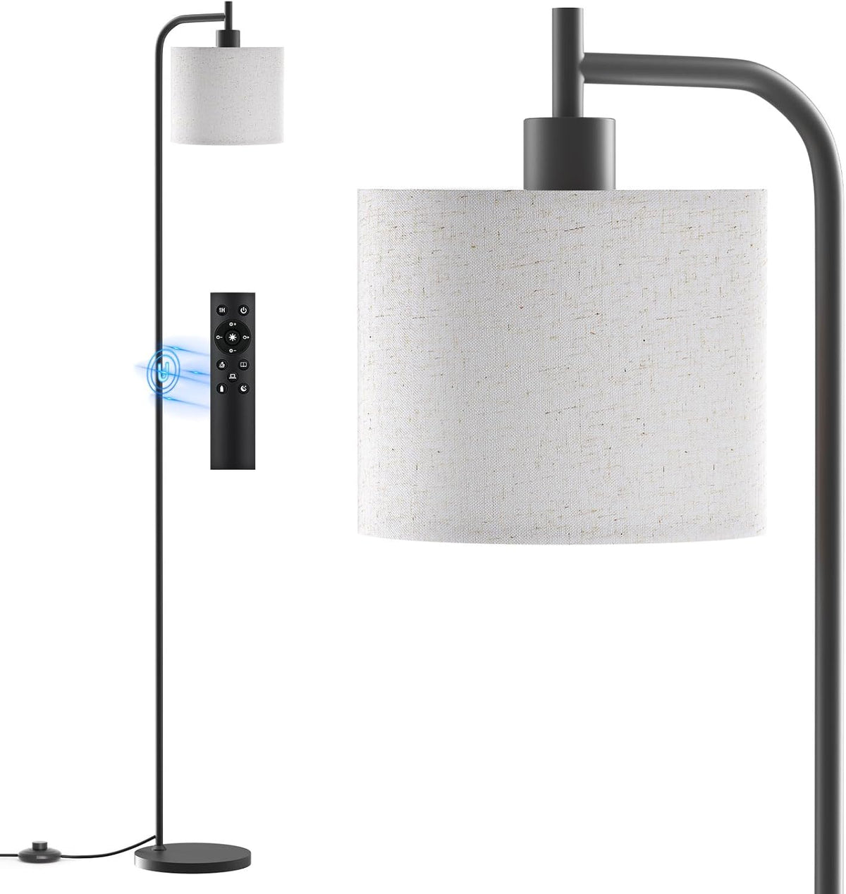 SIBRILLE Floor Lamp for Living Room, Tall Standing Lamp with Linen Shade