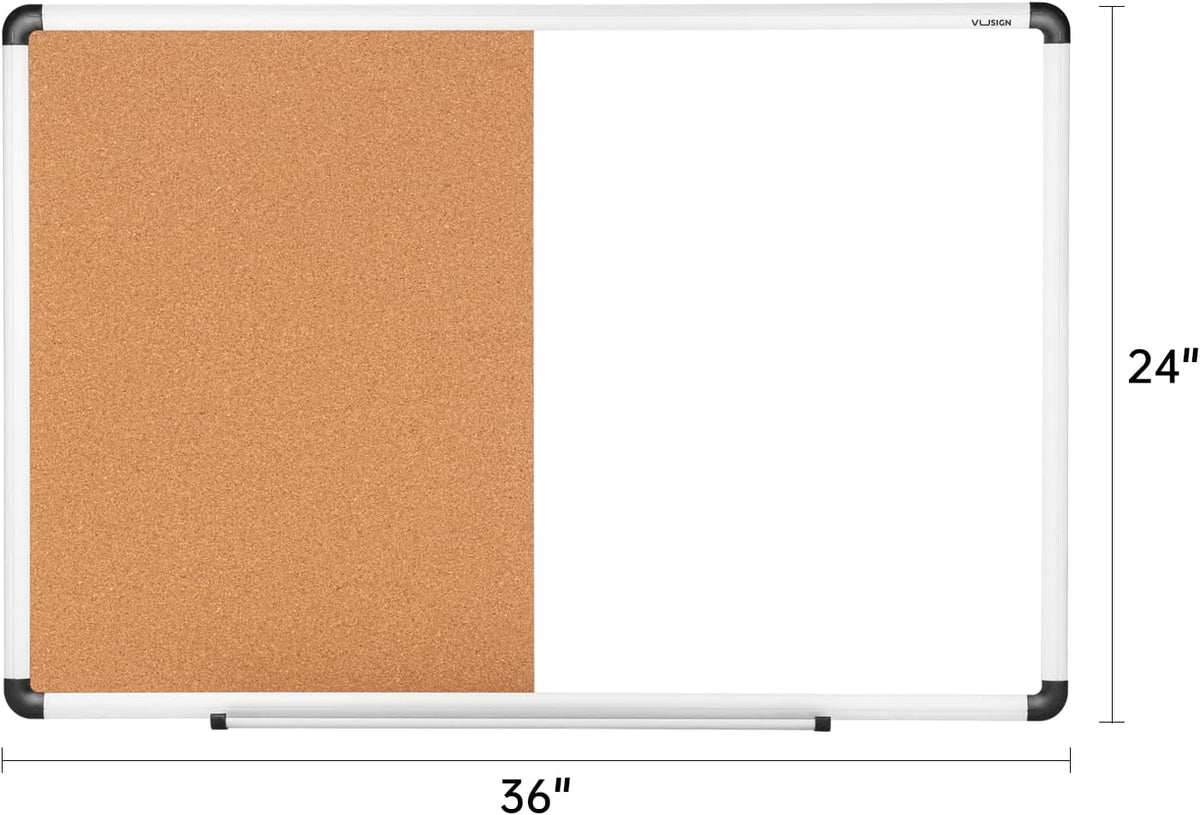 VUSIGN White Board and Cork Board Combination, 24" x 36"