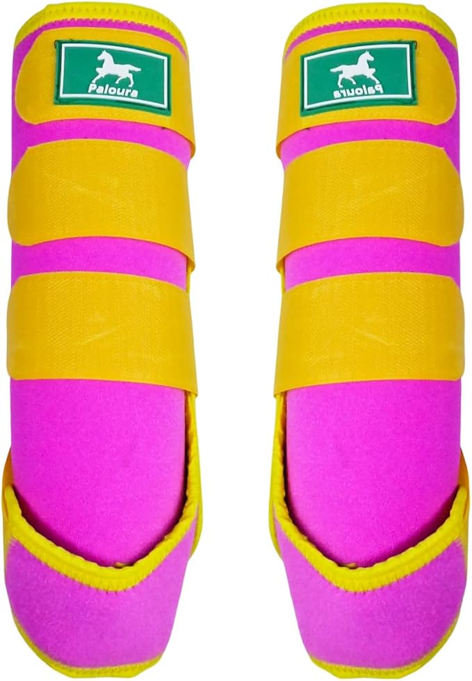 Equine Sport Horse Boots Set of 4 – Neoprene Leg Protection with Durable Hook & Loop Straps, Breathable & Comfortable Fit for Training, Riding, and Performance(Pink, Medium)