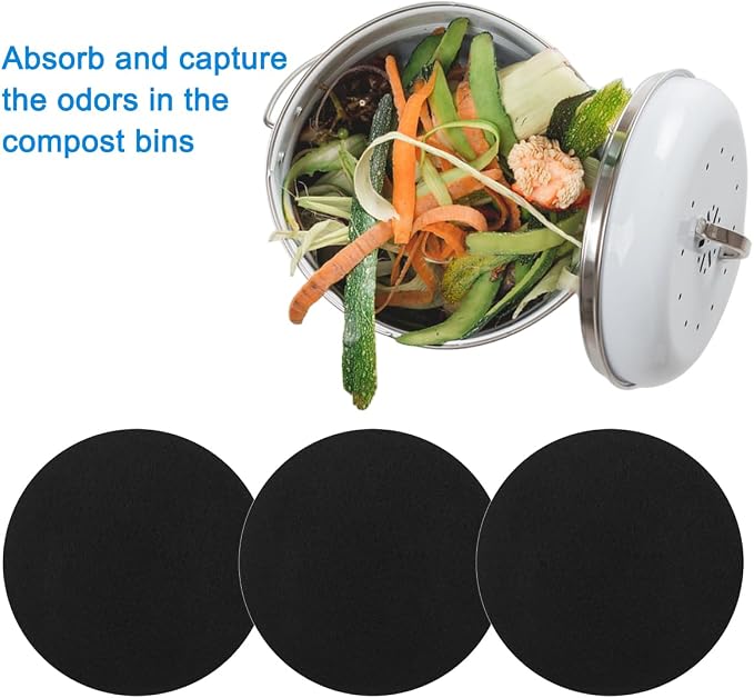 7.25inch Charcoal Filters for Compost Bucket, 3 Pack Compost Filter for