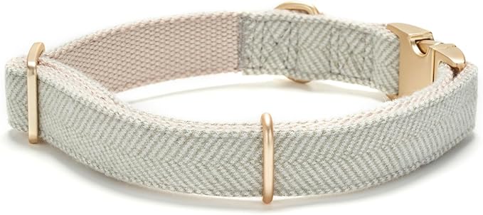 Soft Cotton Hemp Dog Collar with Metal Buckle Adjustable Tweed Dog Collars for Small Medium Large Dogs(Grey,Medium)